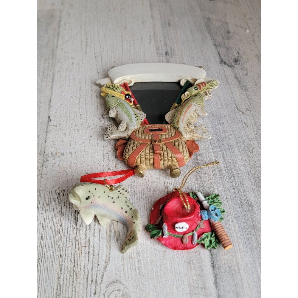 Fish gone fishing bass photo frame variety‎ ornament Xmas set